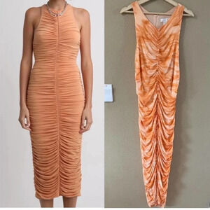 House of Harlow 1960 creamsicle ruched draped bodycon dress Small New with tags